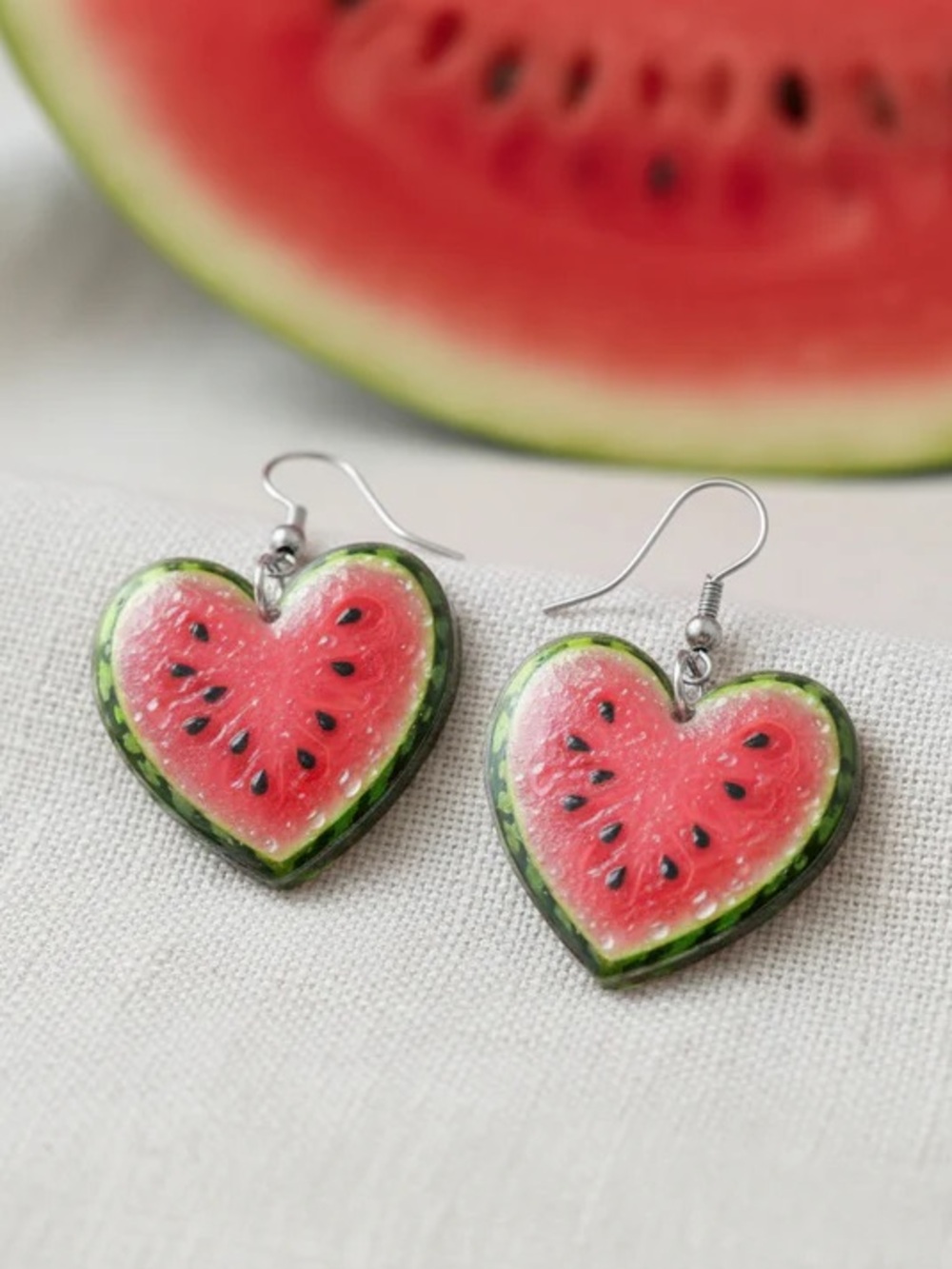 Heart Watermelon Drop Earrings